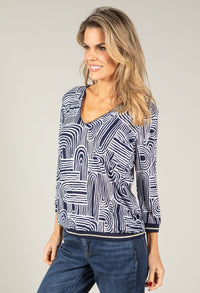 Textured Geometric Print Top