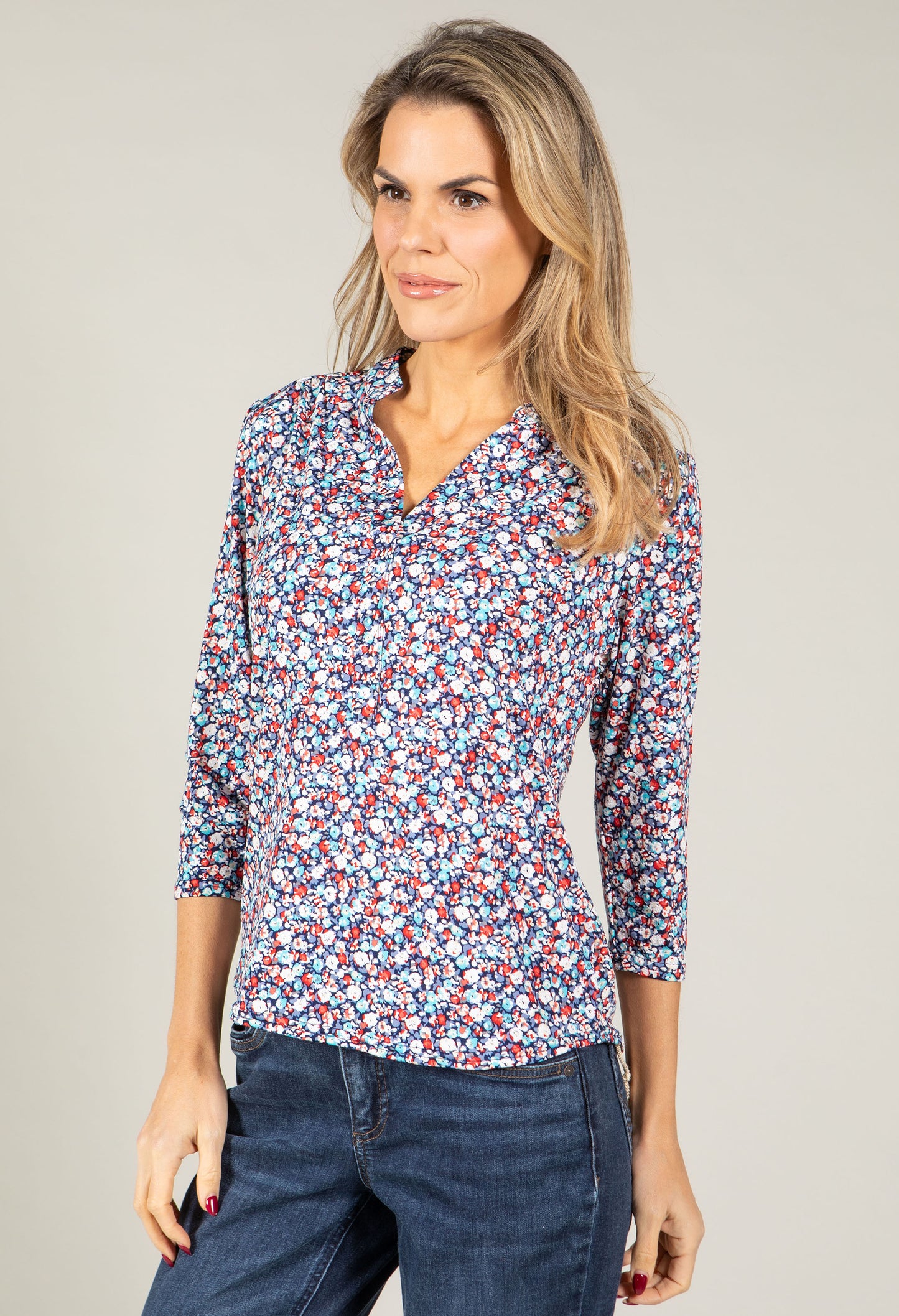 Textured Ditsy Print Top