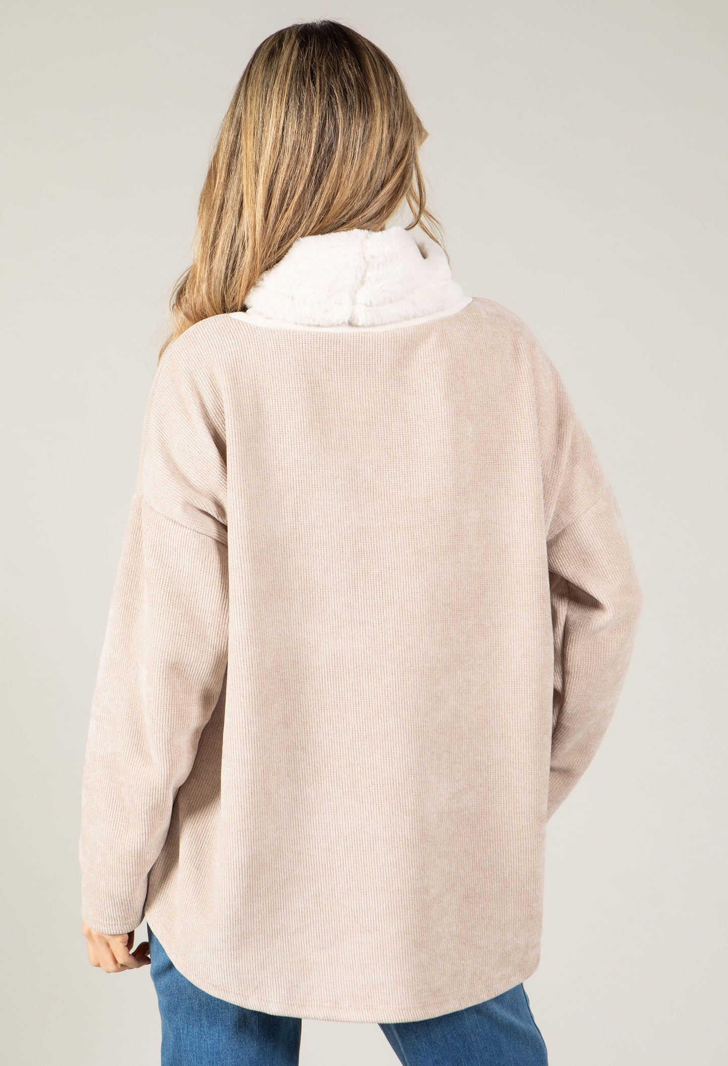 Faux Fur Trim Jumper