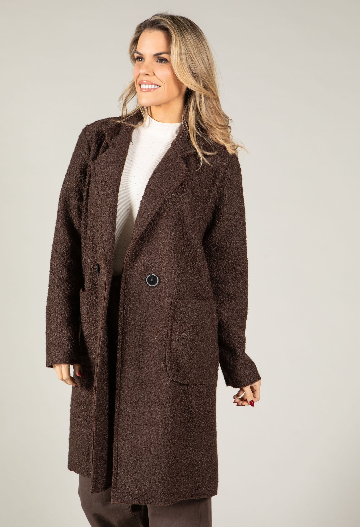 Soft Boucle Trench Coat