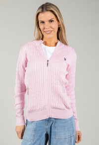 Cable Knit Zip-Up Cardigan