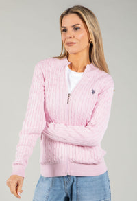 Cable Knit Zip-Up Cardigan