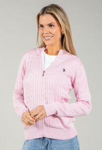 Cable Knit Zip-Up Cardigan