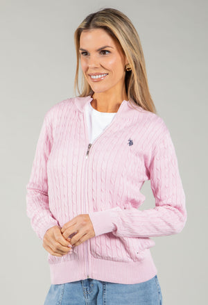 Cable Knit Zip-Up Cardigan