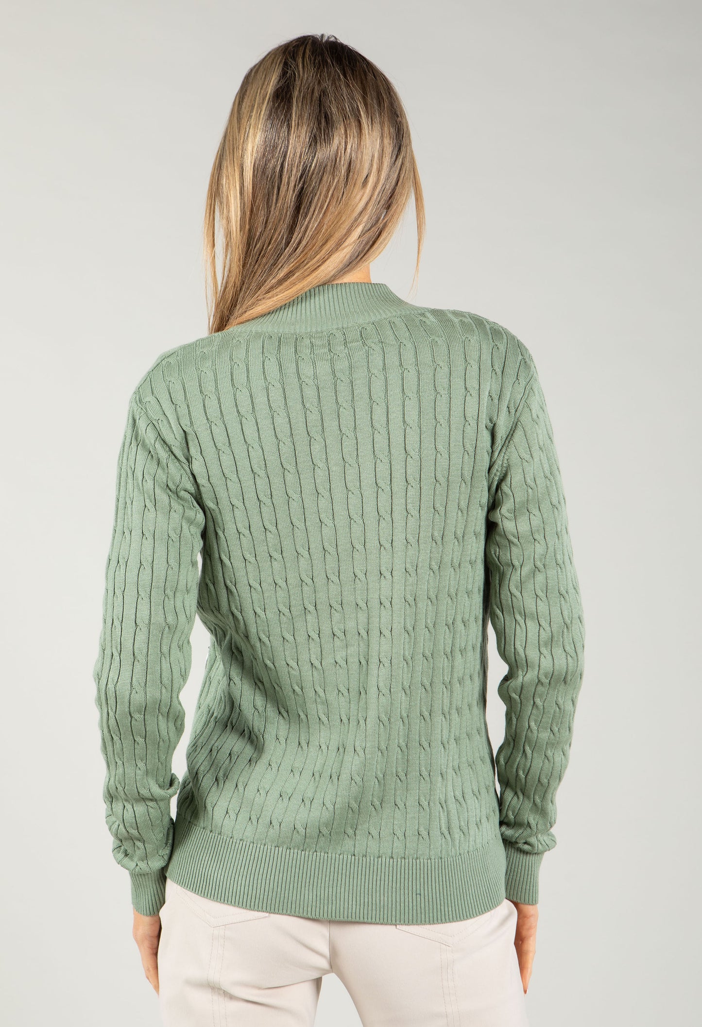 Cable Knit Zip-Up Cardigan