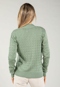 Cable Knit Zip-Up Cardigan