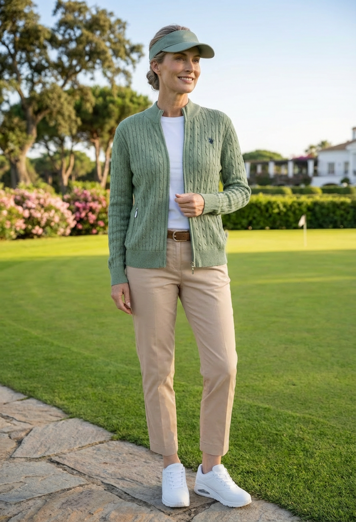 Cable Knit Zip-Up Cardigan