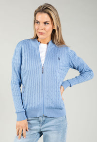 Cable Knit Zip-Up Cardigan