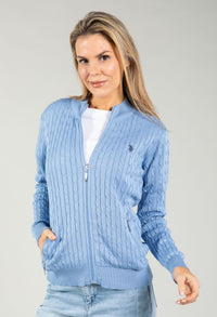 Cable Knit Zip-Up Cardigan