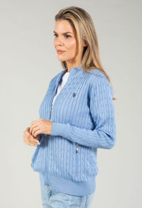 Cable Knit Zip-Up Cardigan