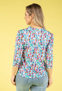 Abstract Print V-Neck Blouse