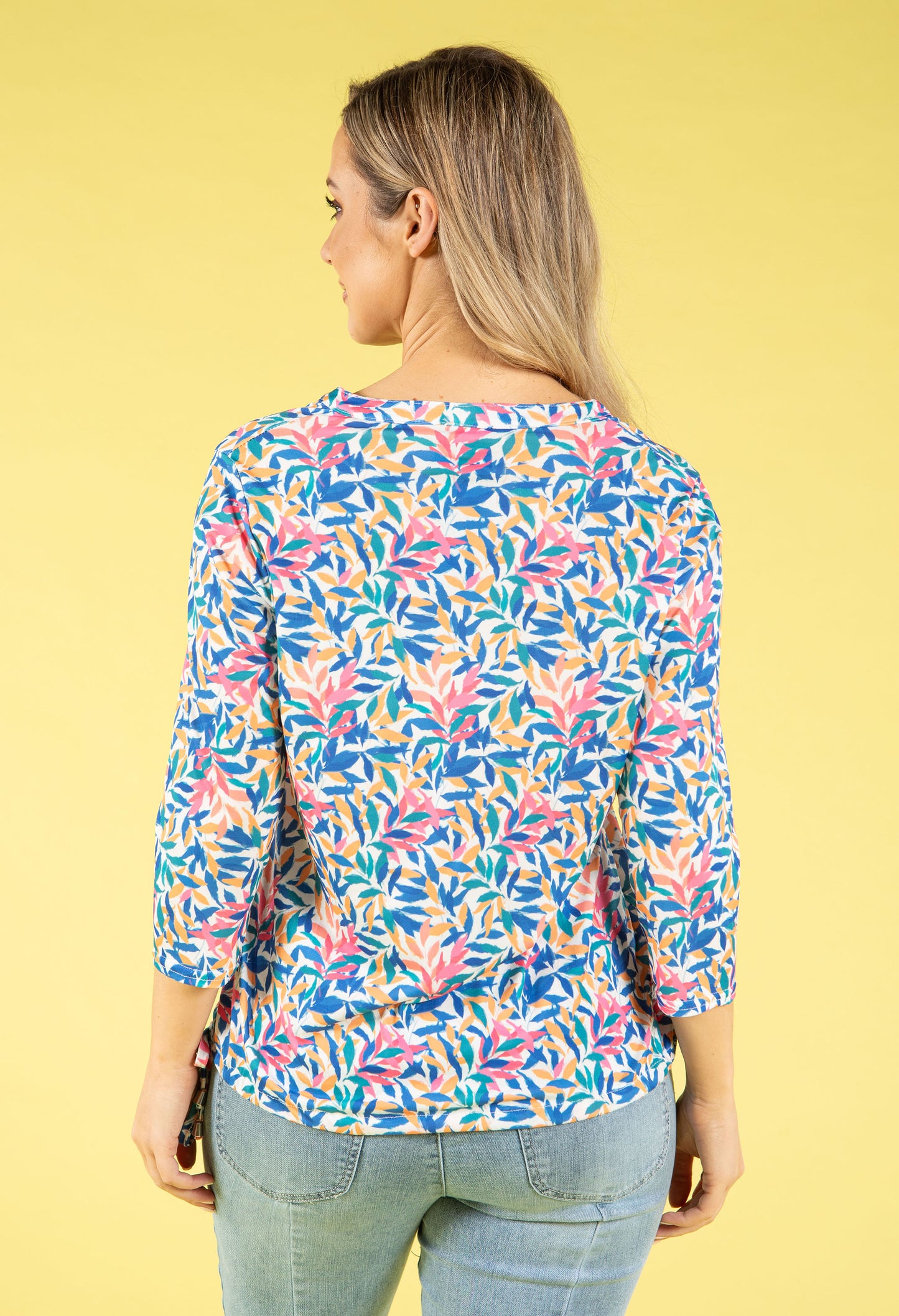 Front Pocket Leaf Print Top