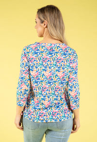 Front Pocket Leaf Print Top