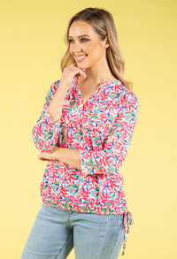 Front Pocket Leaf Print Top