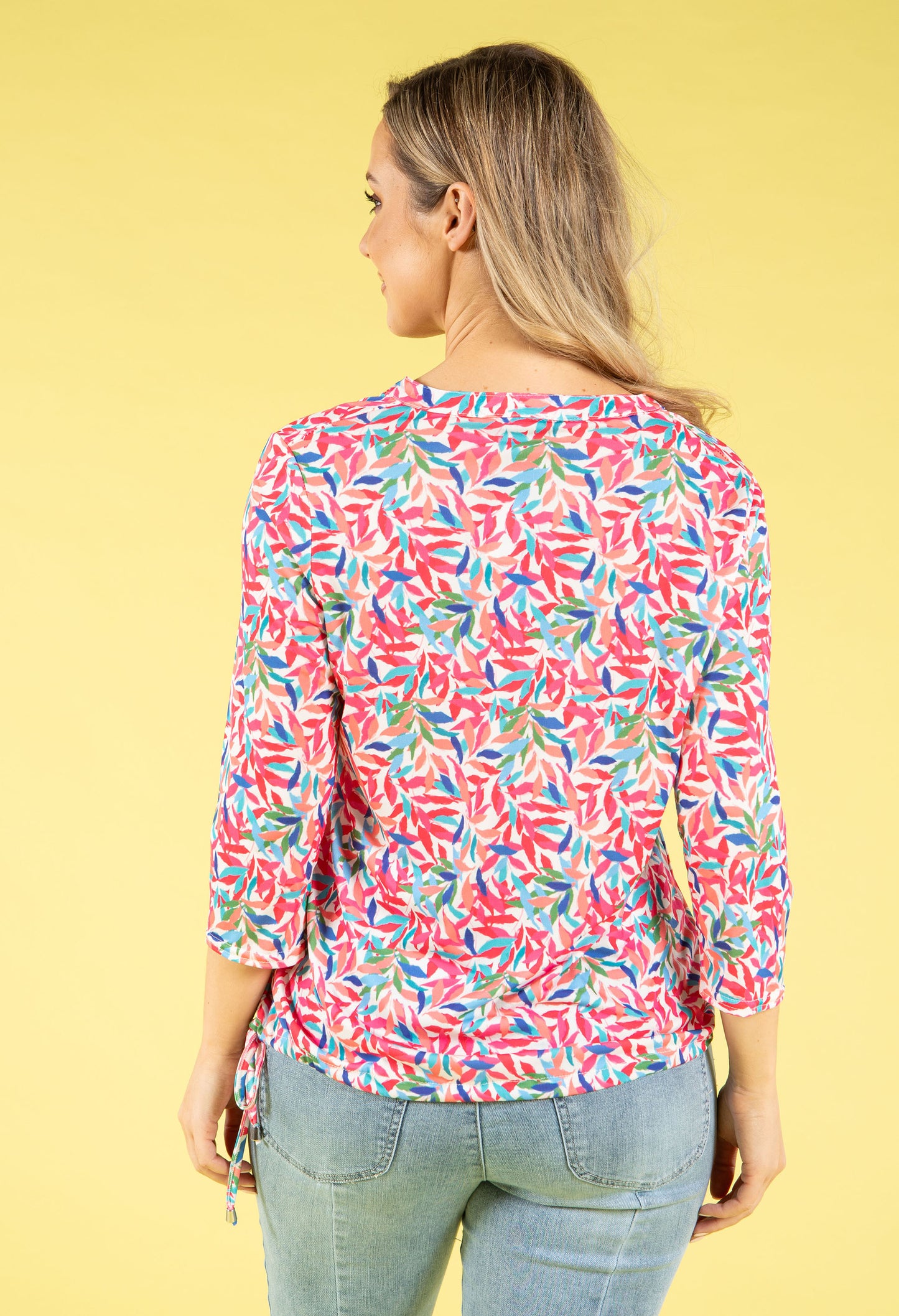 Front Pocket Leaf Print Top