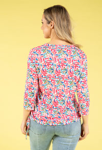 Front Pocket Leaf Print Top
