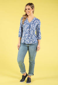 Leaf Print V-Neck Top