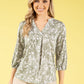 Leaf Print V-Neck Top