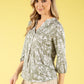 Leaf Print V-Neck Top