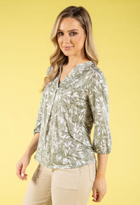 Leaf Print V-Neck Top