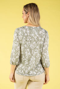 Leaf Print V-Neck Top
