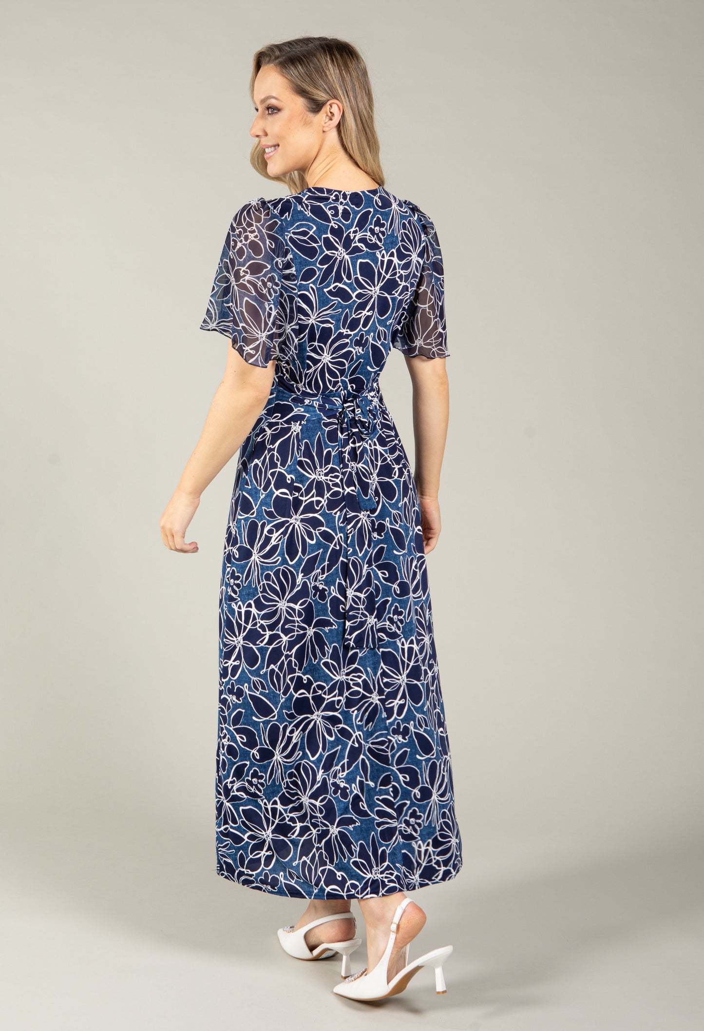 Floral Print Midi Wrap Dress