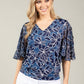 Floral Print Angel Sleeve Blouse