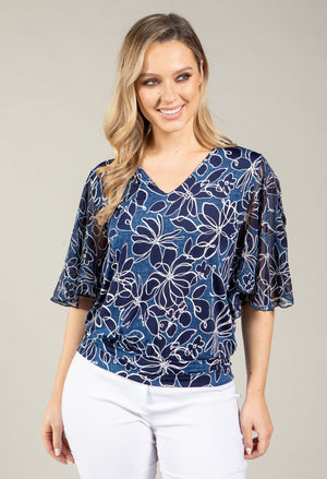Floral Print Angel Sleeve Blouse