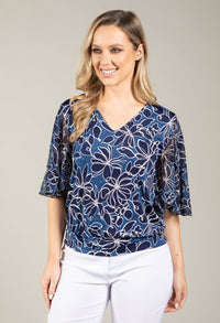 Floral Print Angel Sleeve Blouse