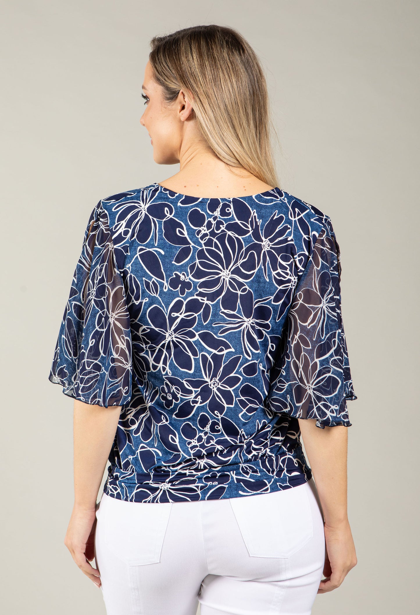 Floral Print Angel Sleeve Blouse