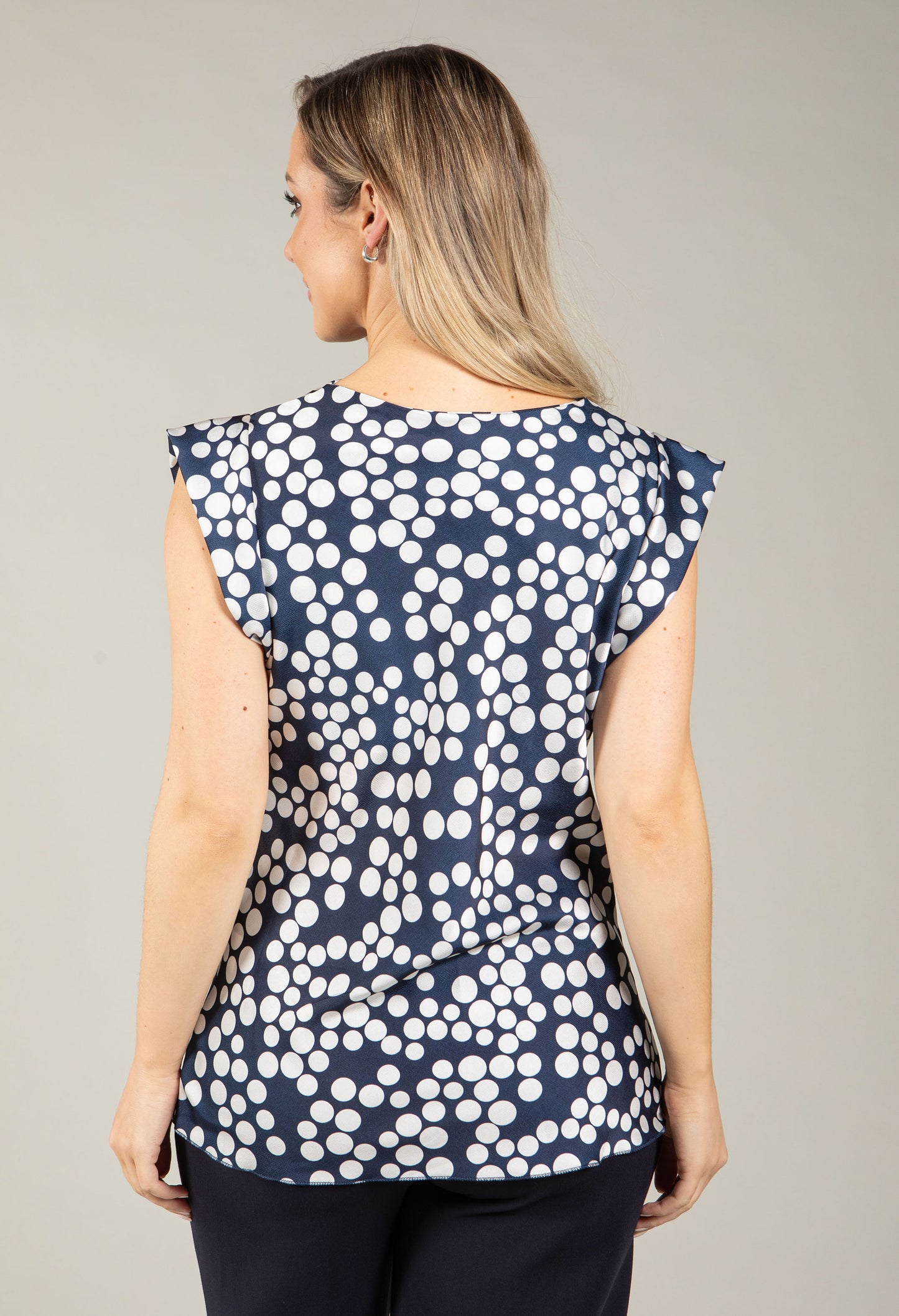 Polka Dot Cowl Neck Blouse