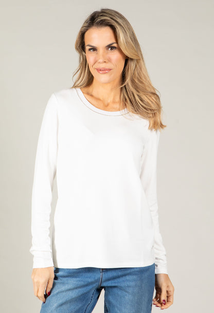 Knitted collar Long Sleeve Top