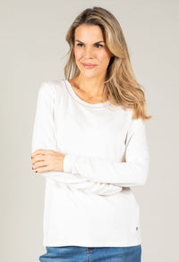 Knitted collar Long Sleeve Top