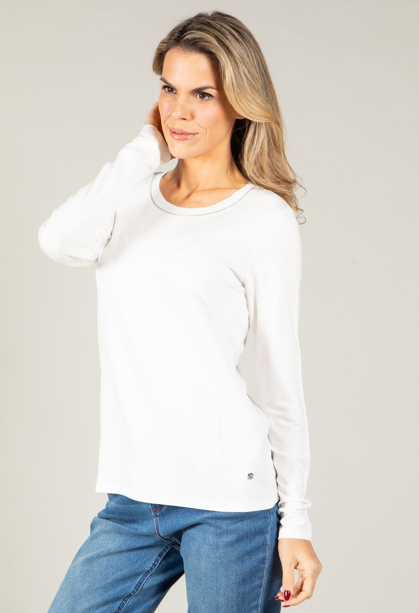 Knitted collar Long Sleeve Top