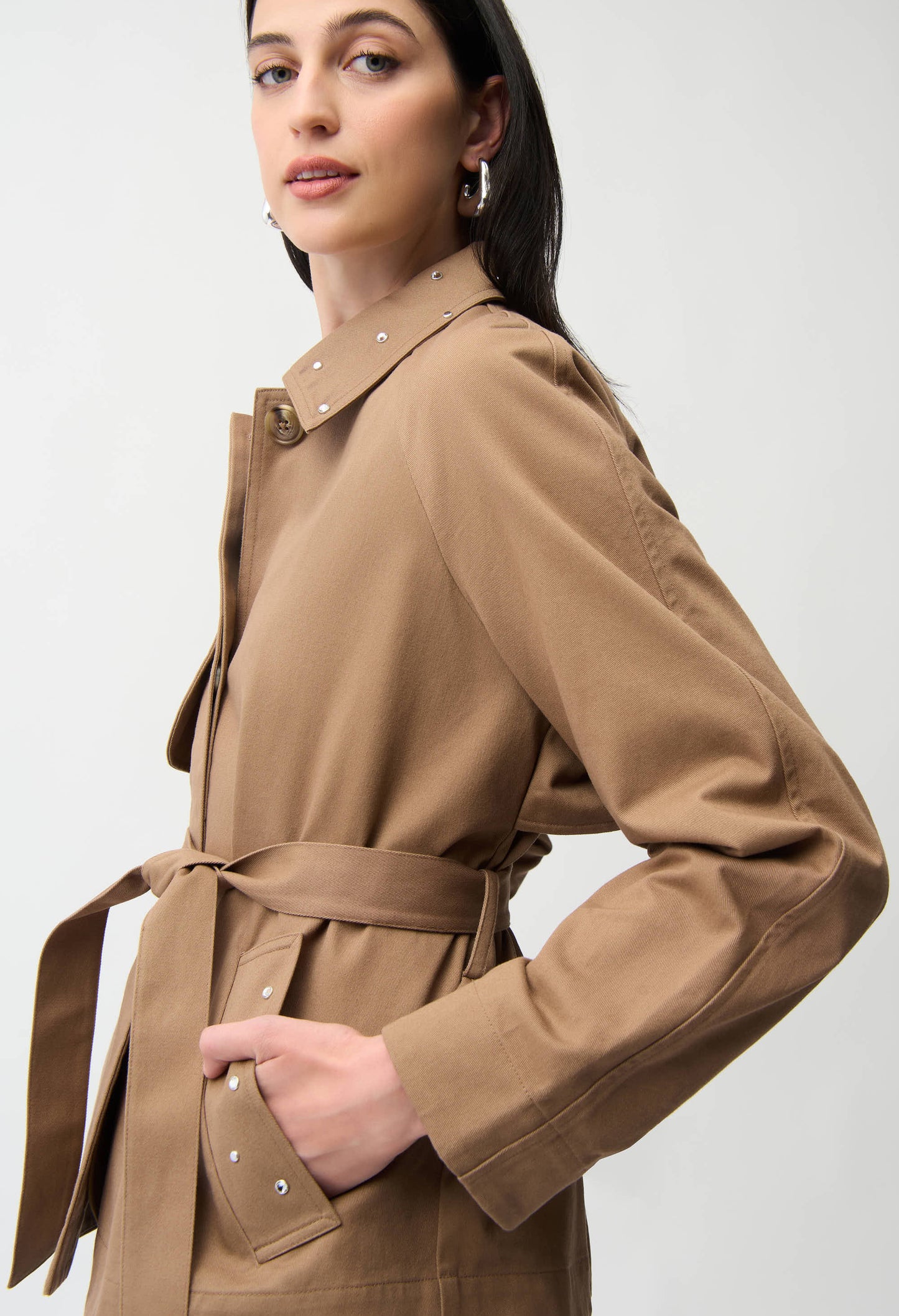 Cotton Twill Short Trench Jacket