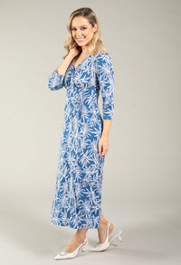 Palm Print Midi Wrap Dress