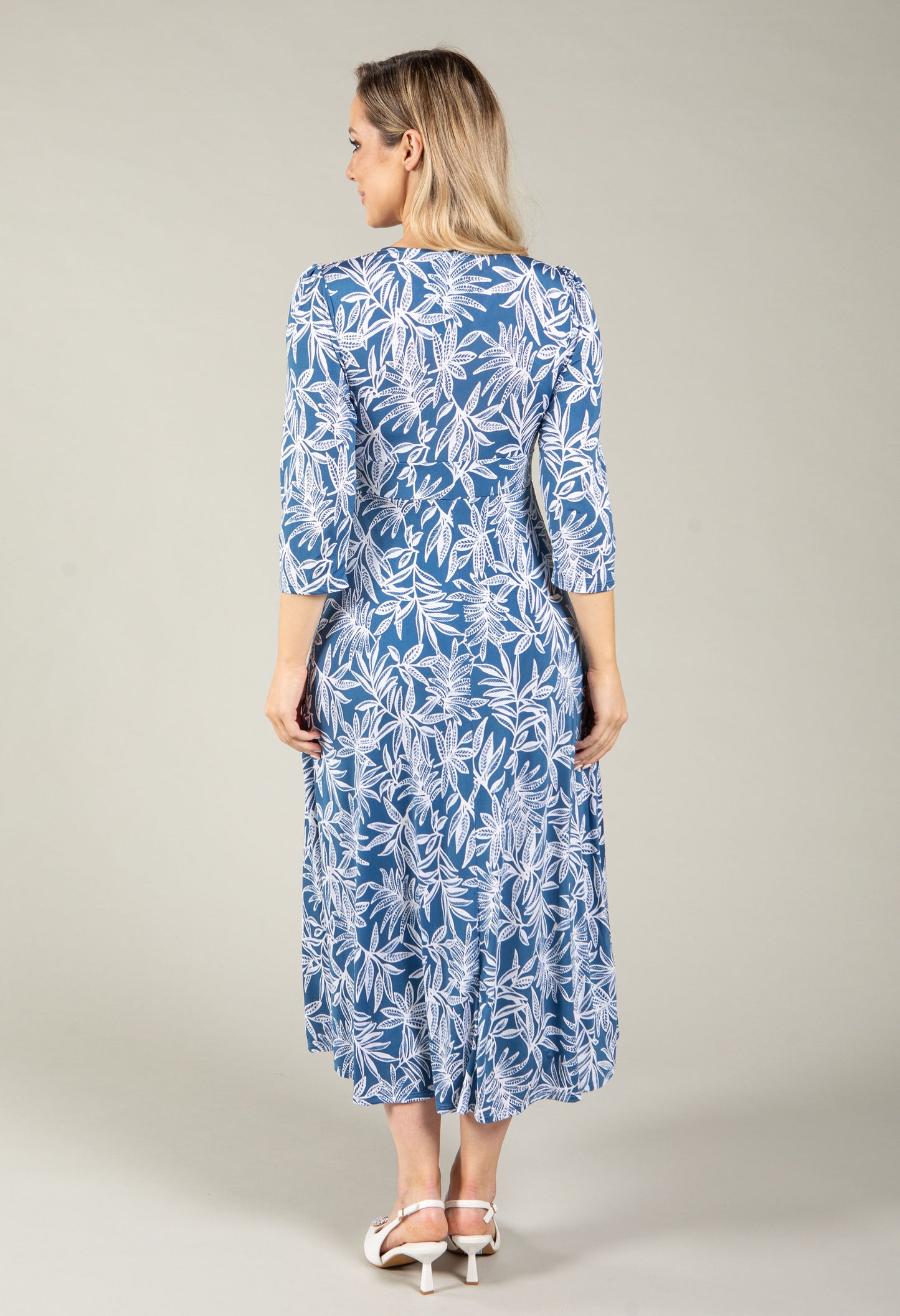 Palm Print Midi Wrap Dress