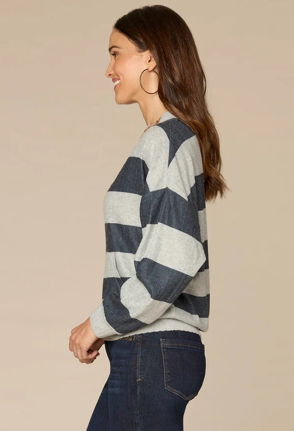Striped V-Neck Knit Jumper