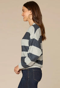 Striped V-Neck Knit Jumper