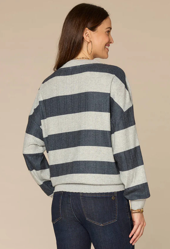 Striped V-Neck Knit Jumper