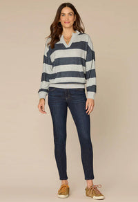 Striped V-Neck Knit Jumper