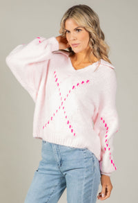 Argyle Design V-Neck Knit Jumper