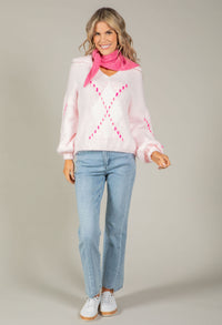 Argyle Design V-Neck Knit Jumper