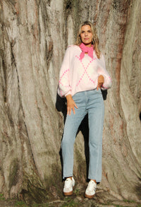 Argyle Design V-Neck Knit Jumper