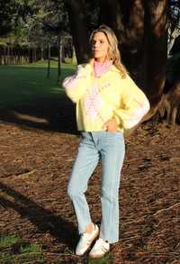 Argyle Design V-Neck Knit Jumper