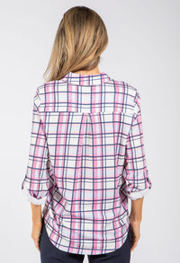 Front Pocket Check Blouse