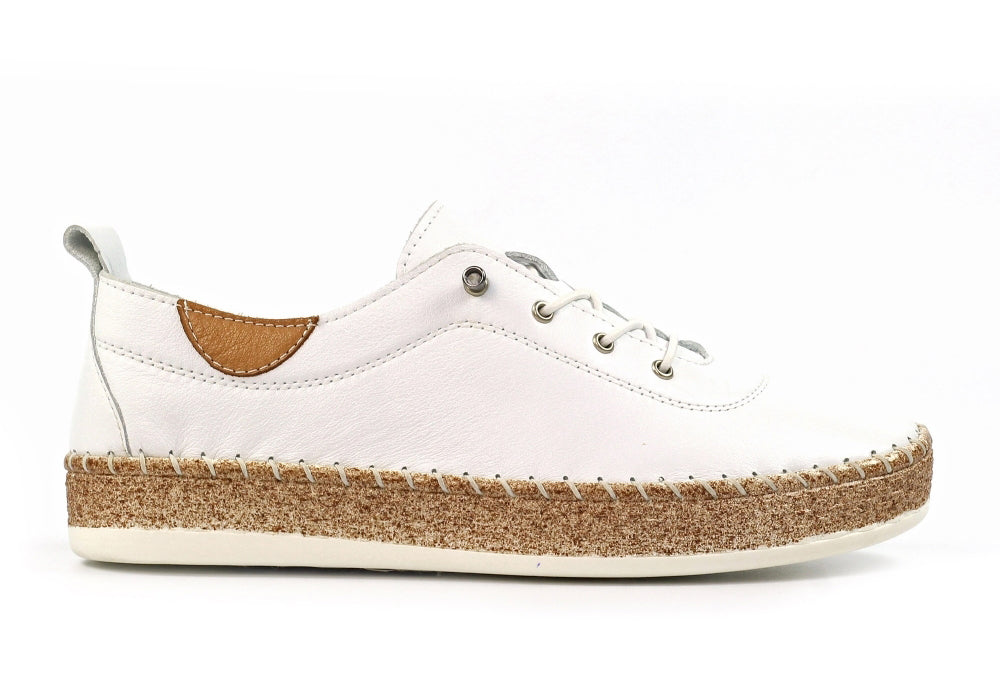 Evie White Leather Plimsoll