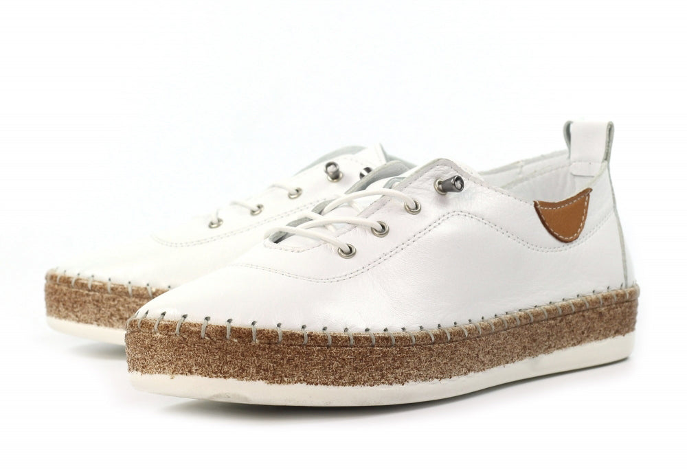 Evie White Leather Plimsoll
