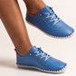 bright blue flat plimsol shoes