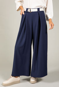 Short Wide Leg Belted Trousers